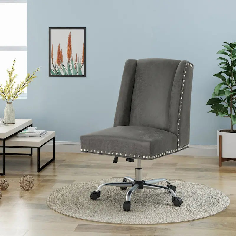 Sedia da ufficio girevole con base cromata