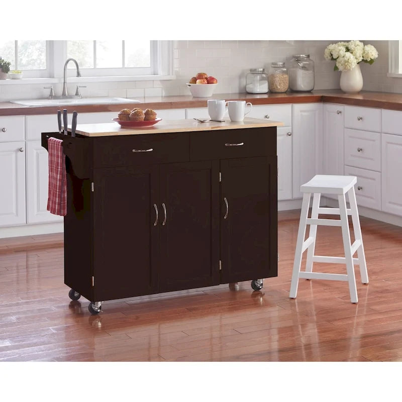 Carrello da cucina con piano in legno