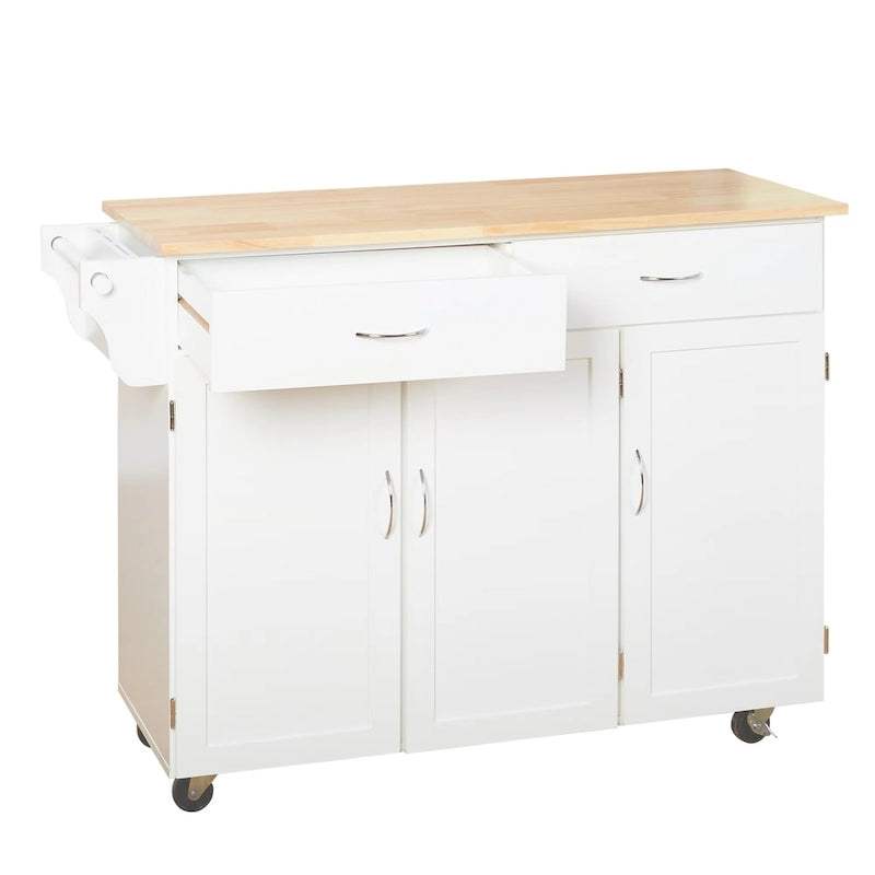 Carrello da cucina con piano in legno