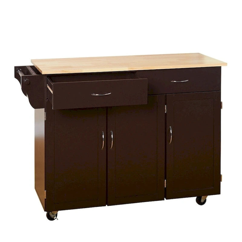Carrello da cucina con piano in legno