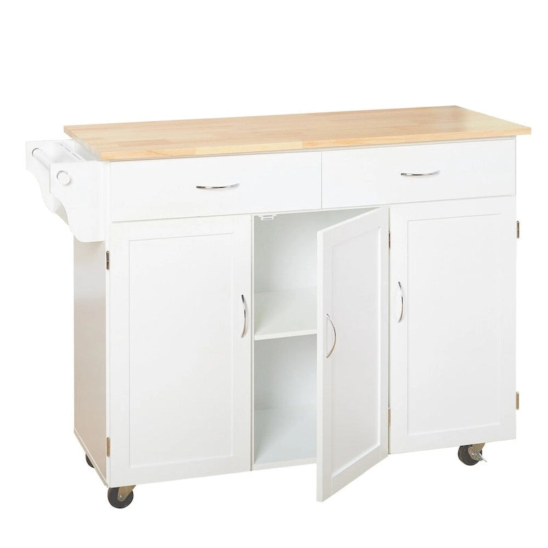 Carrello da cucina con piano in legno