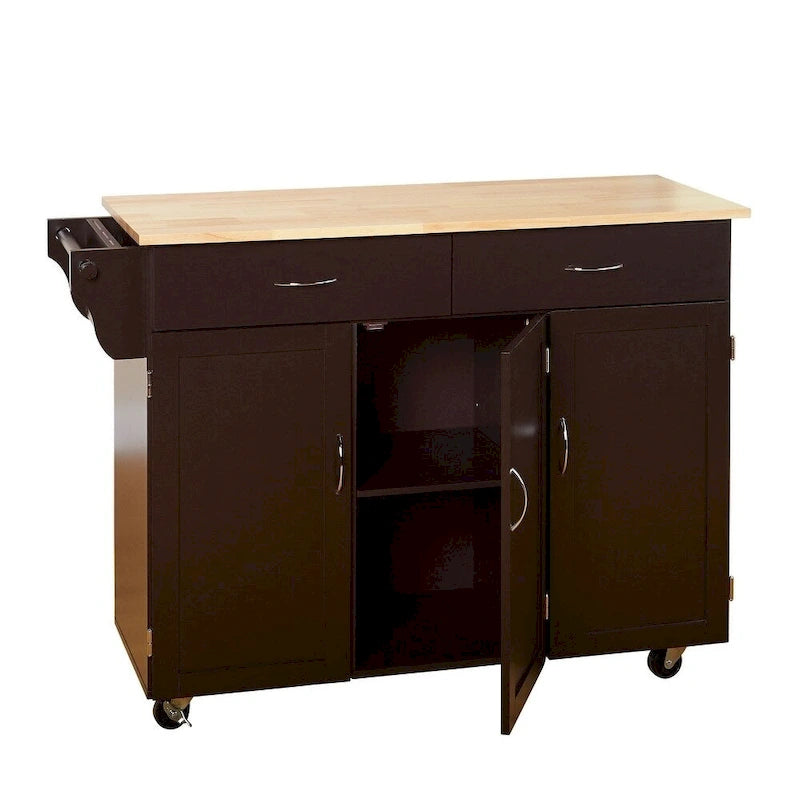 Carrello da cucina con piano in legno