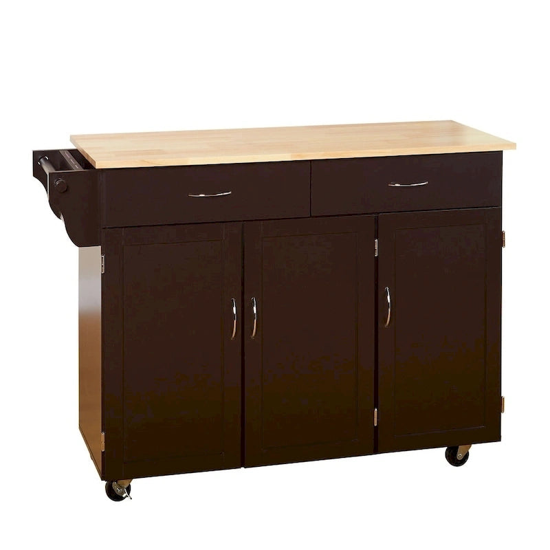 Carrello da cucina con piano in legno