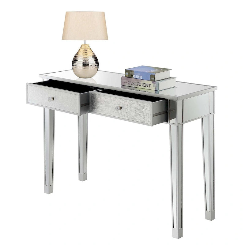 Console da scrivania a 2 cassetti a specchio