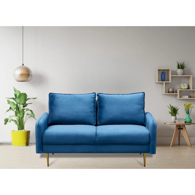 Divanetto con braccioli quadrati in velluto da 58"