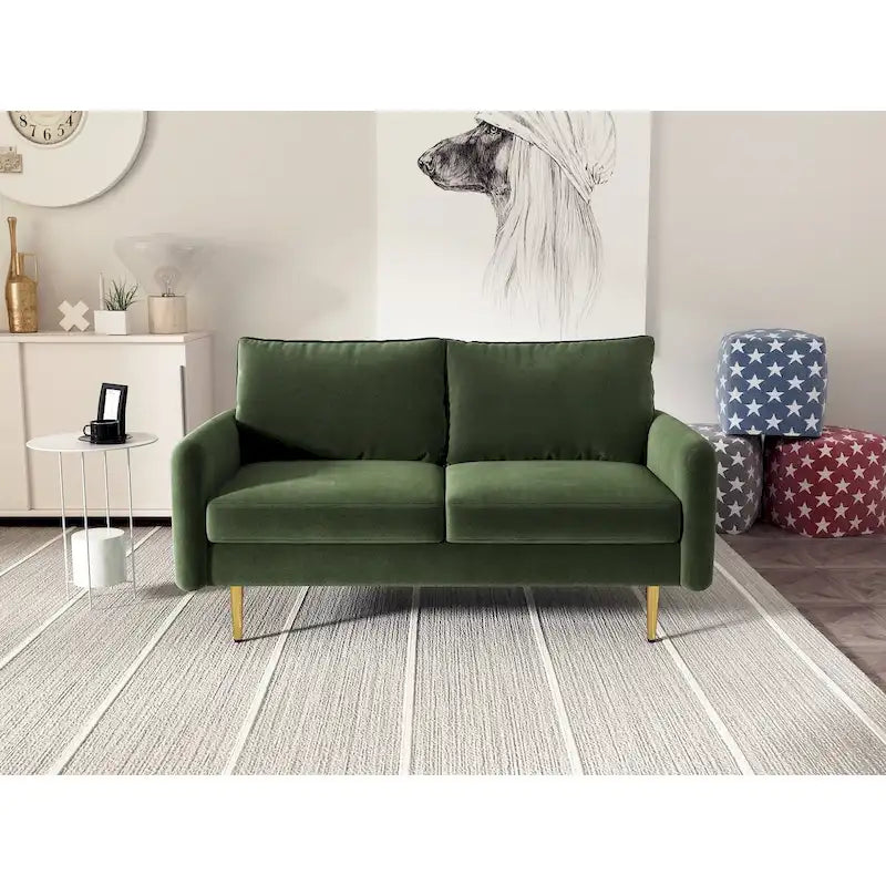 Divanetto con braccioli quadrati in velluto da 58"