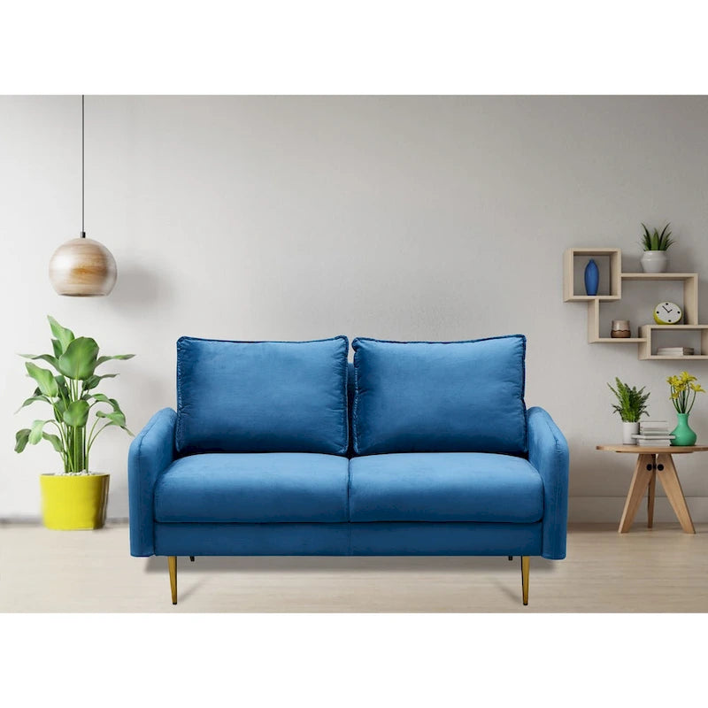 Divanetto con braccioli quadrati in velluto da 58"