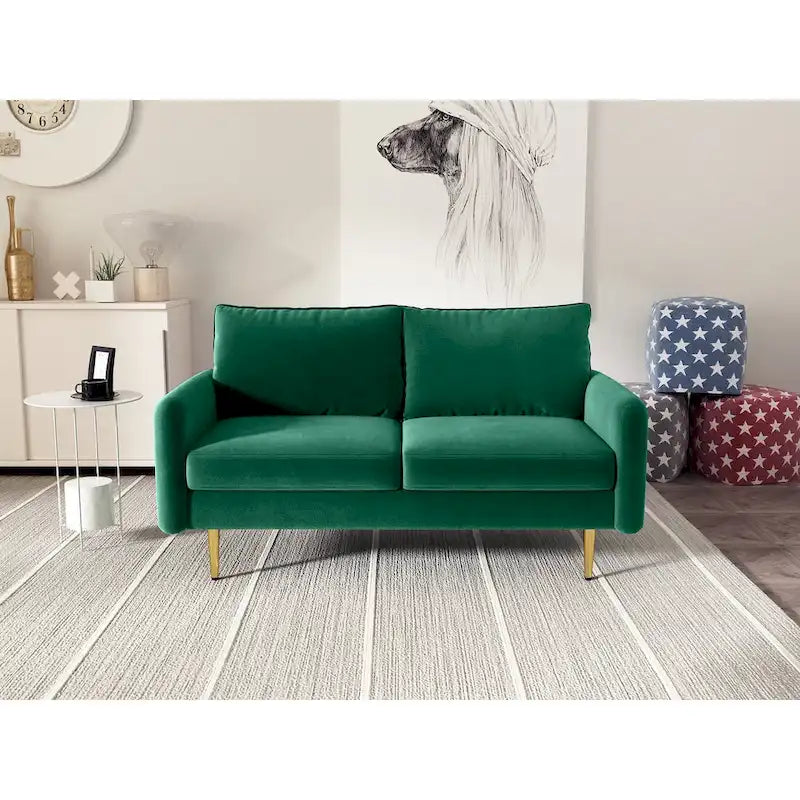 Divanetto con braccioli quadrati in velluto da 58"