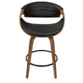 Sgabello da bancone in similpelle con gambe in legno curvato e poggiapiedi rotondo (set da 2)