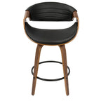 Sgabello da bancone in similpelle con gambe in legno curvato e poggiapiedi rotondo (set da 2)