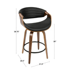 Sgabello da bancone in similpelle con gambe in legno curvato e poggiapiedi rotondo (set da 2)