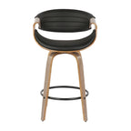 Sgabello da bancone in similpelle con gambe in legno curvato e poggiapiedi rotondo (set da 2)