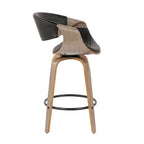 Sgabello da bancone in similpelle con gambe in legno curvato e poggiapiedi rotondo (set da 2)