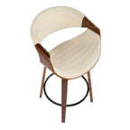Sgabello da bancone in similpelle con gambe in legno curvato e poggiapiedi rotondo (set da 2)