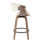 Sgabello da bancone in similpelle con gambe in legno curvato e poggiapiedi rotondo (set da 2)
