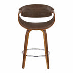Sgabello da bancone in similpelle con gambe in legno curvato e poggiapiedi rotondo (set da 2)