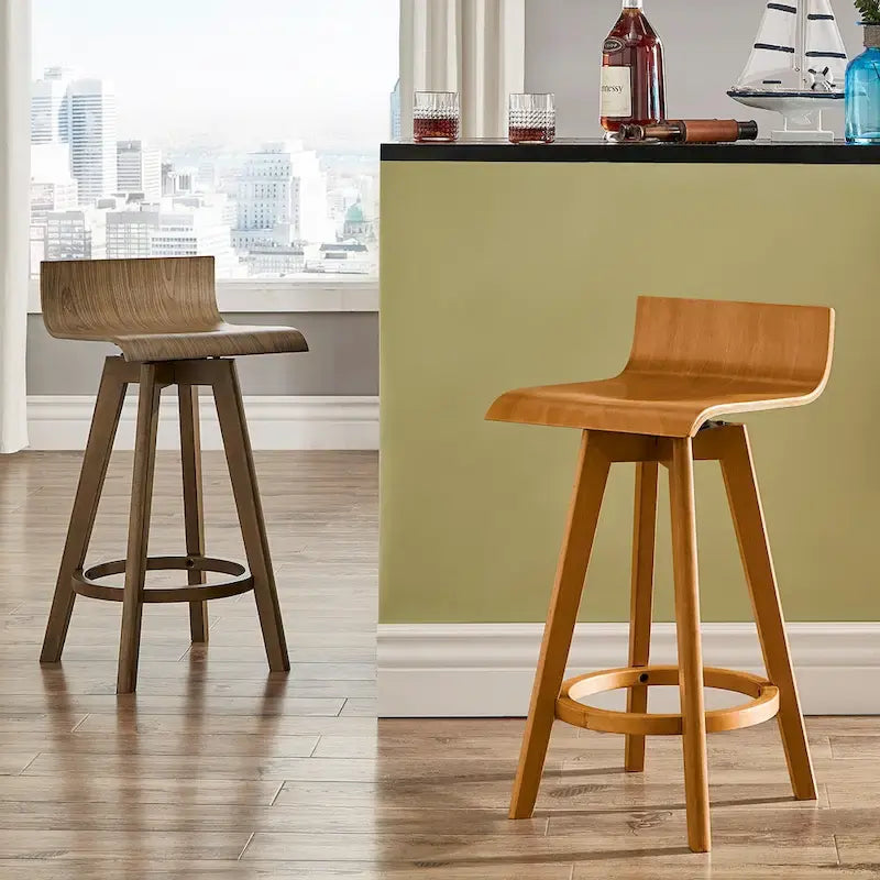 Sgabello girevole in legno di design Mid-Century Modern (set da 2)