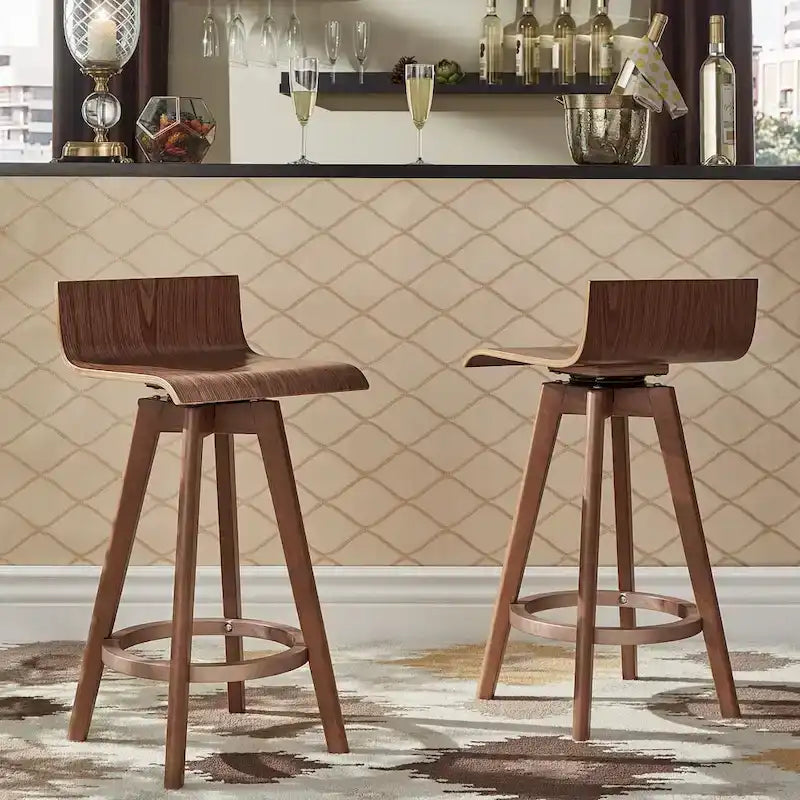 Sgabello girevole in legno di design Mid-Century Modern (set da 2)