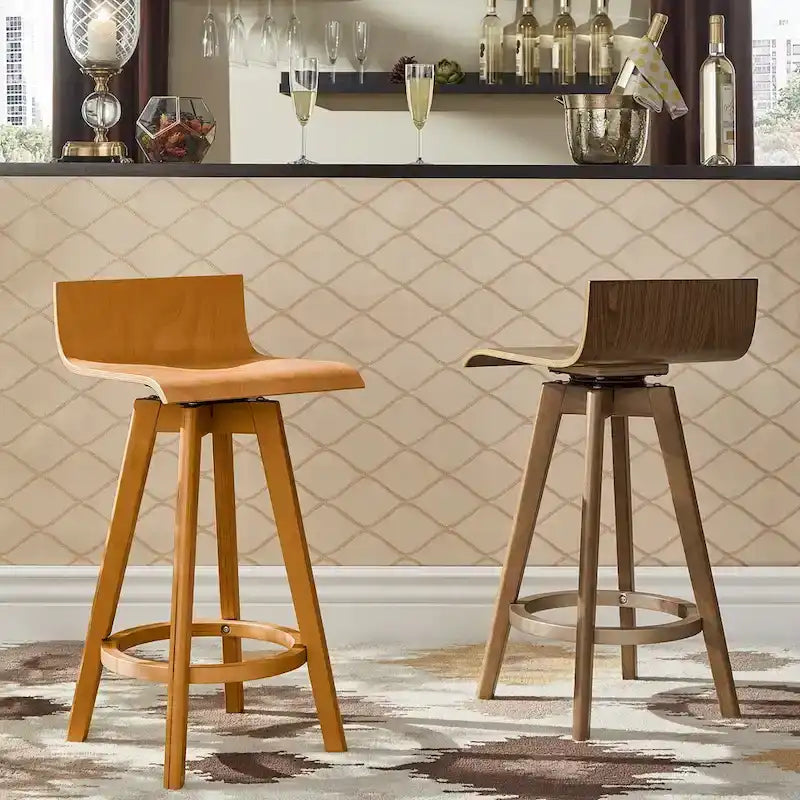 Sgabello girevole in legno di design Mid-Century Modern (set da 2)