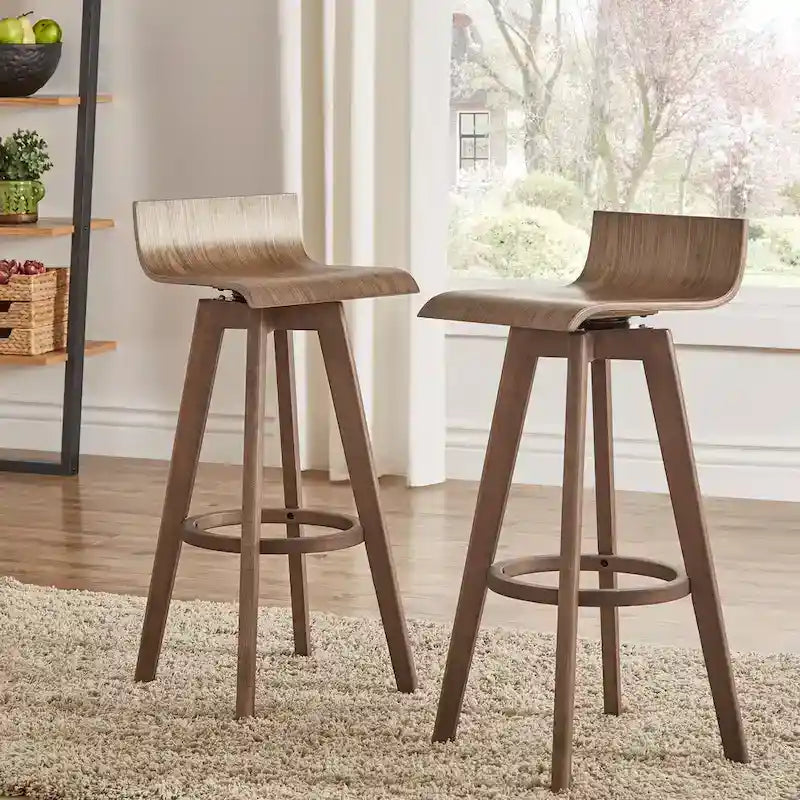 Sgabello girevole in legno di design Mid-Century Modern (set da 2)
