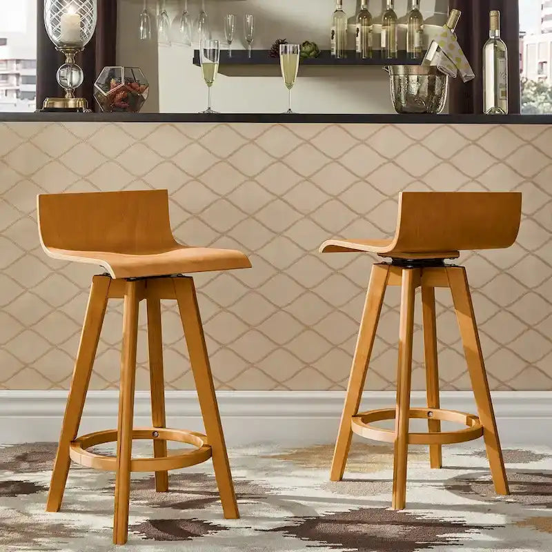 Sgabello girevole in legno di design Mid-Century Modern (set da 2)