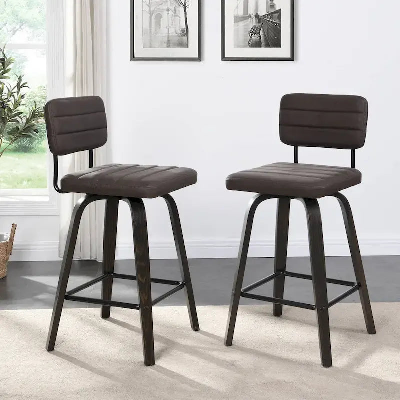 Sgabello da bar girevole ad altezza bancone con sedile in pelle PU