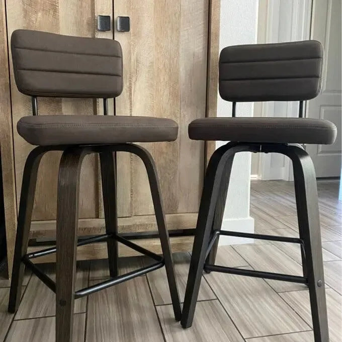 Sgabello da bar girevole ad altezza bancone con sedile in pelle PU