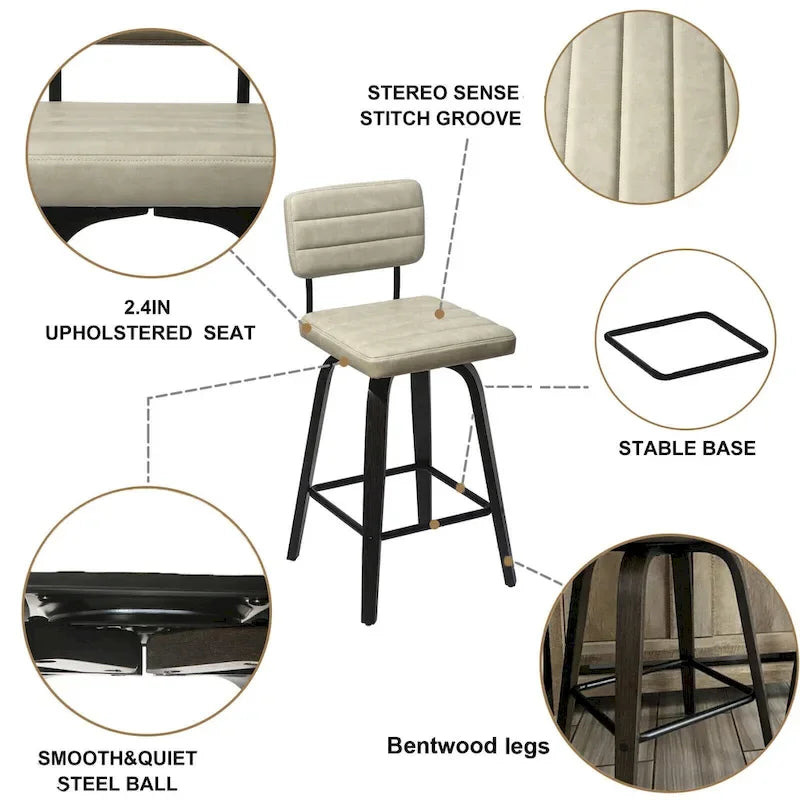 Sgabello da bar girevole ad altezza bancone con sedile in pelle PU