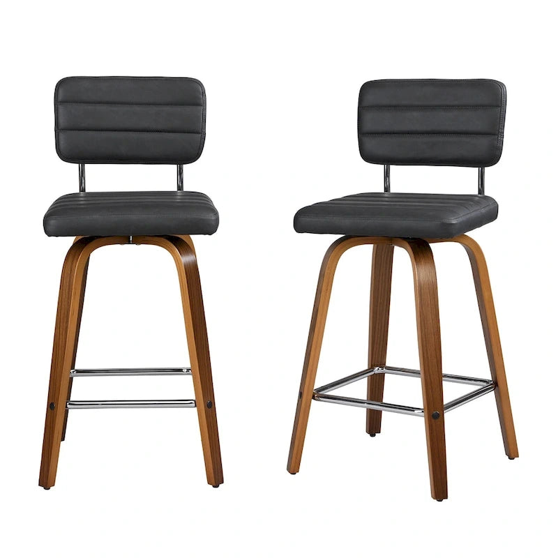 Sgabello da bar girevole ad altezza bancone con sedile in pelle PU