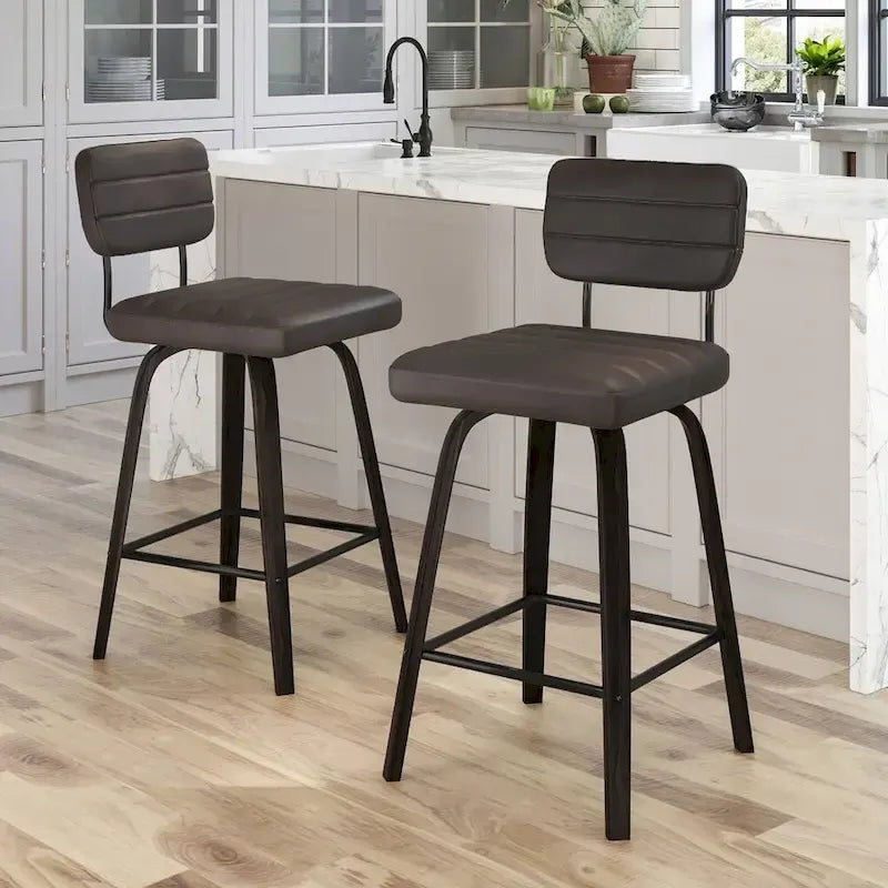 Sgabello da bar girevole ad altezza bancone con sedile in pelle PU