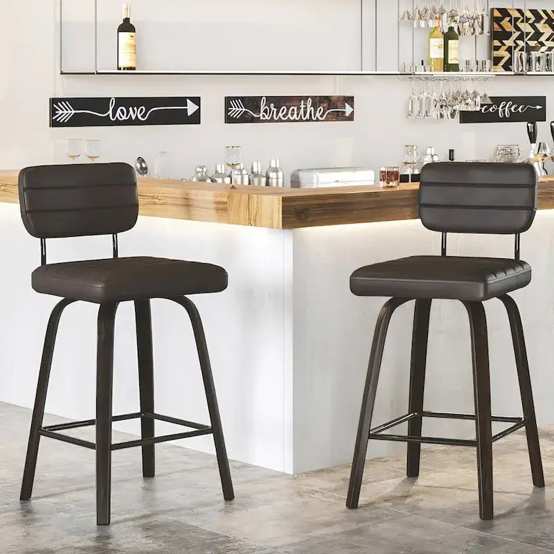 Sgabello da bar girevole ad altezza bancone con sedile in pelle PU