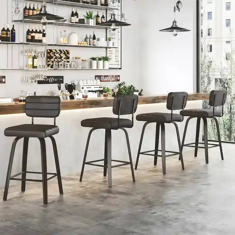Sgabello da bar girevole ad altezza bancone con sedile in pelle PU