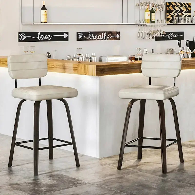 Sgabello da bar girevole ad altezza bancone con sedile in pelle PU
