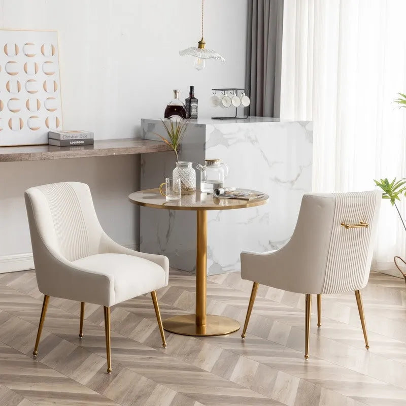 Set di 2 Poltrone Accent Imbottite con Maniglia Posteriore