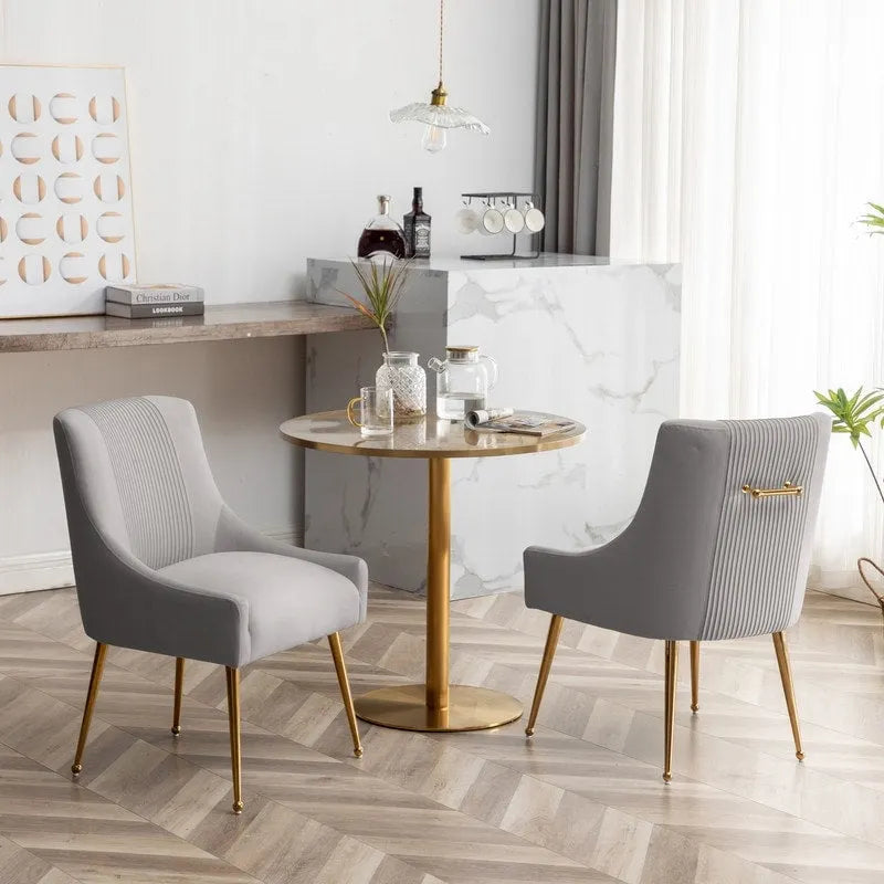 Set di 2 Poltrone Accent Imbottite con Maniglia Posteriore