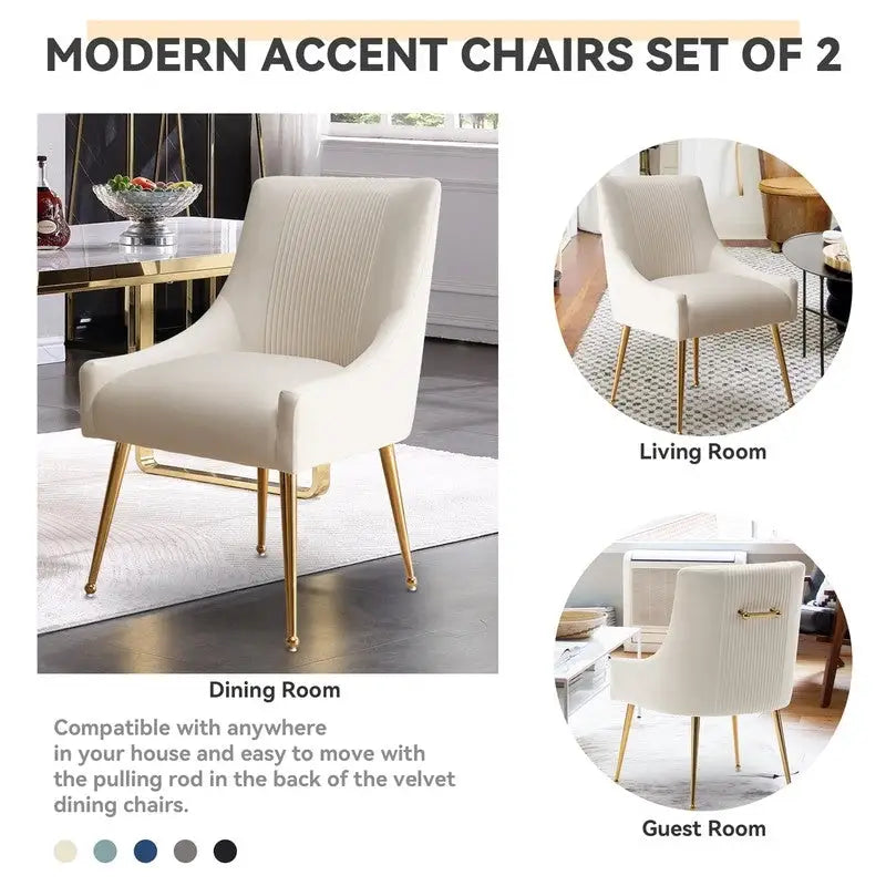 Set di 2 Poltrone Accent Imbottite con Maniglia Posteriore