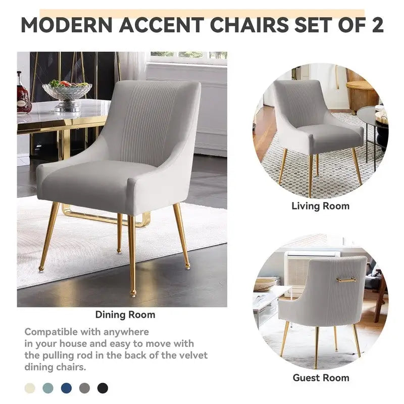 Set di 2 Poltrone Accent Imbottite con Maniglia Posteriore