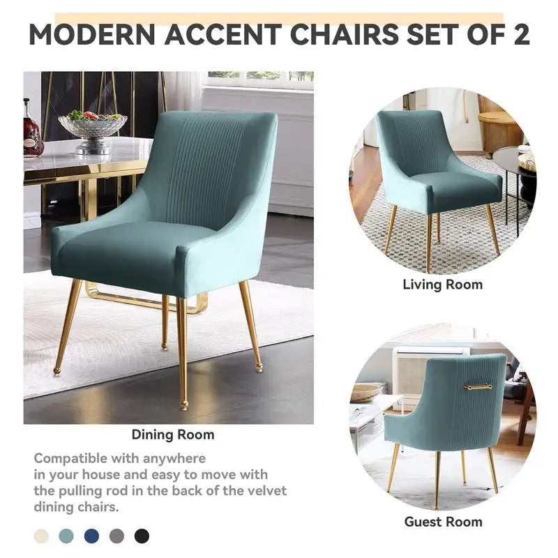 Set di 2 Poltrone Accent Imbottite con Maniglia Posteriore