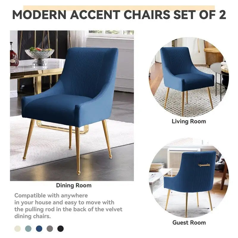 Set di 2 Poltrone Accent Imbottite con Maniglia Posteriore