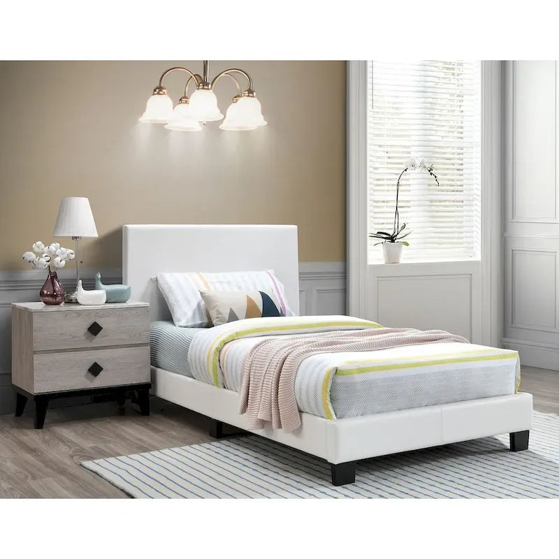 Letto singolo a piattaforma con contenitore sotto il letto
