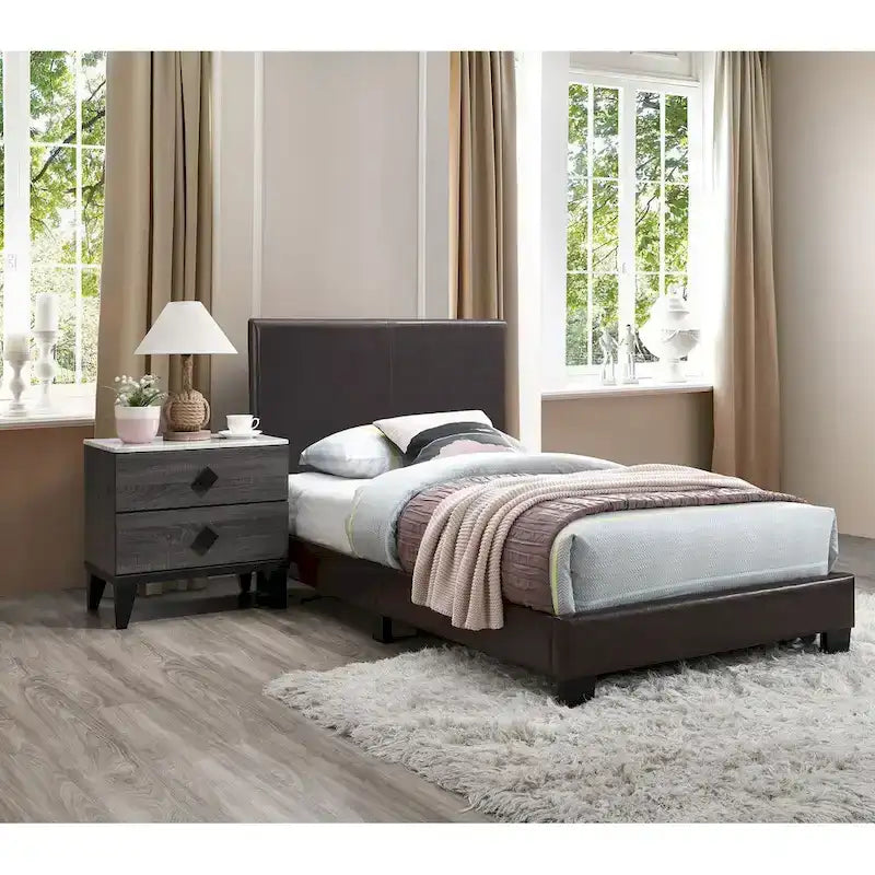 Letto singolo a piattaforma con contenitore sotto il letto