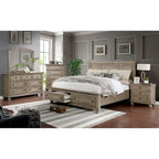Letto a slitta in legno grigio con 2 cassetti