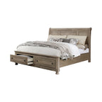 Letto a slitta in legno grigio con 2 cassetti