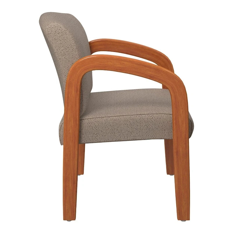 Sedia visitatore imbottita con finitura rovere medio