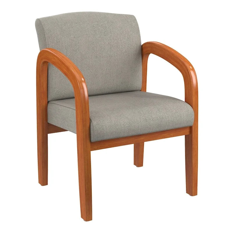 Sedia visitatore imbottita con finitura rovere medio