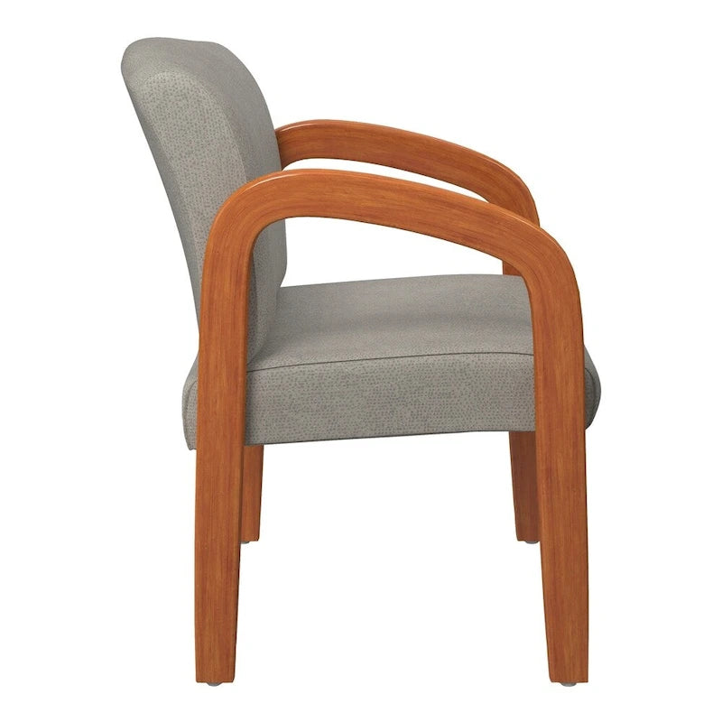 Sedia visitatore imbottita con finitura rovere medio