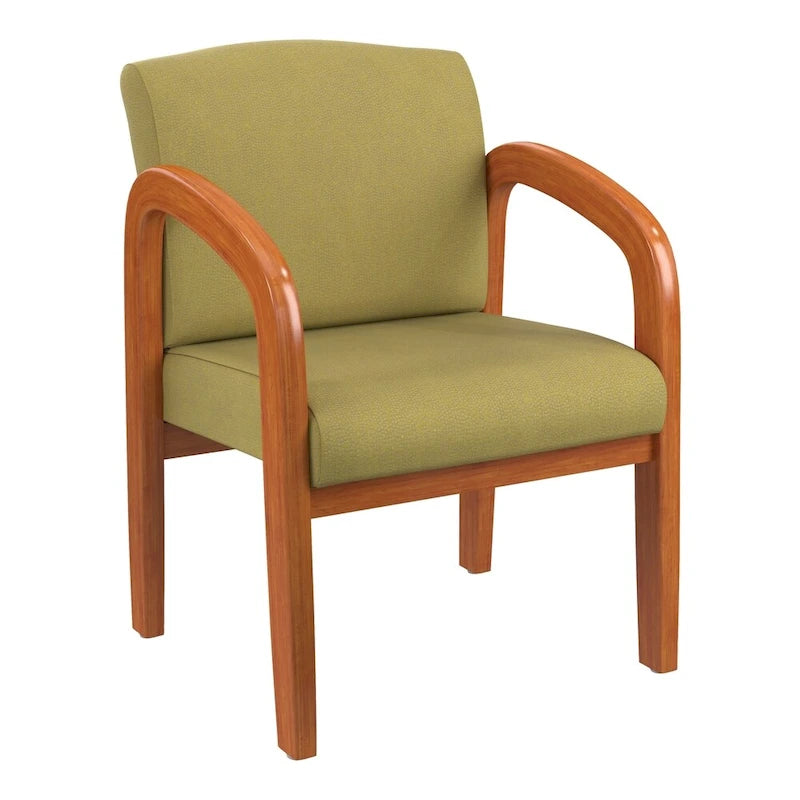 Sedia visitatore imbottita con finitura rovere medio