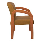 Sedia visitatore imbottita con finitura rovere medio
