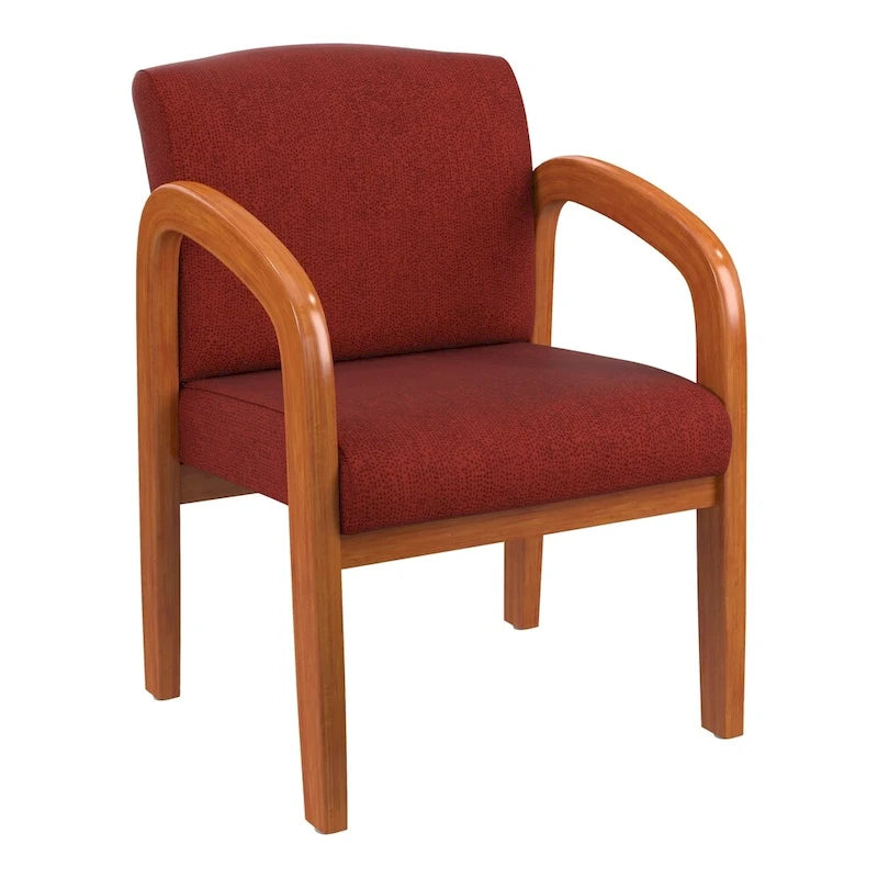 Sedia visitatore imbottita con finitura rovere medio