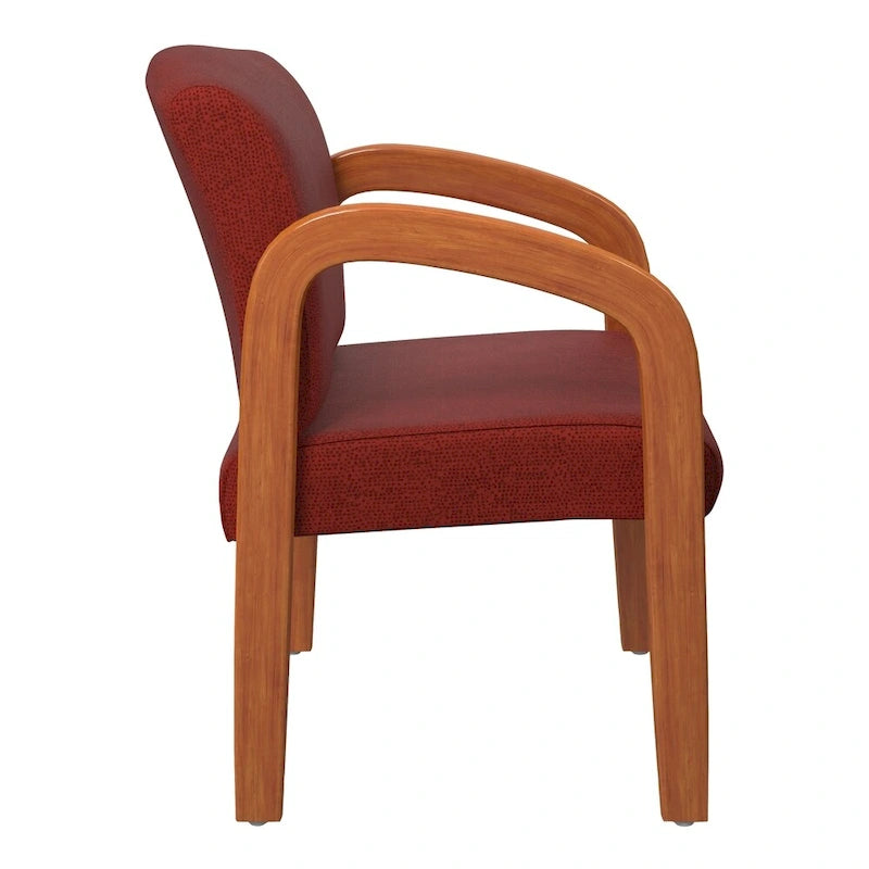 Sedia visitatore imbottita con finitura rovere medio